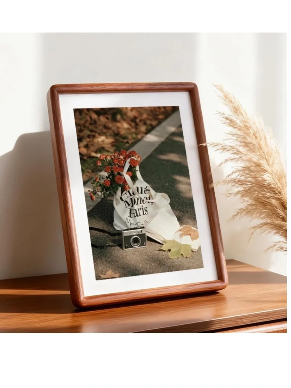 Wood & Glass Picture Frame 8x10” for Wall or Tabletop WALNUT